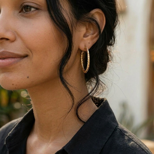 Woven Gold Hoops