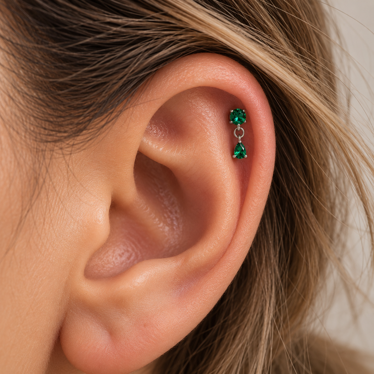 Zavia Green Flat Back Piercing