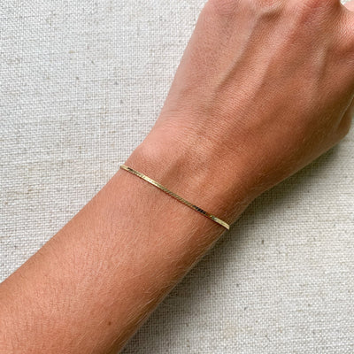 14k gold herringbone bracelet chain elegant jewelry kemmi collection