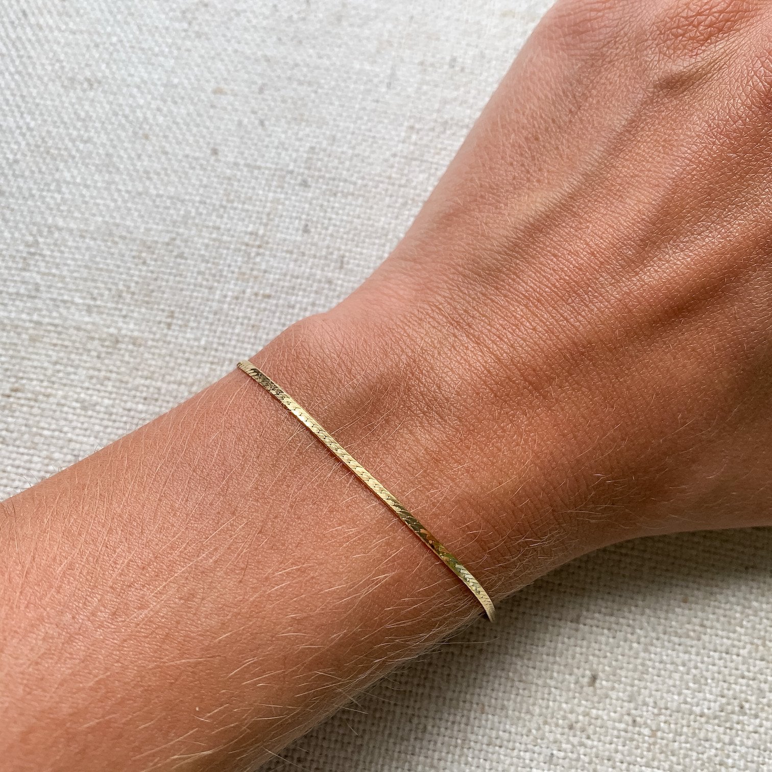 14k gold bracelet herringbone chain dainty elegant kemmi collection jewelry boho