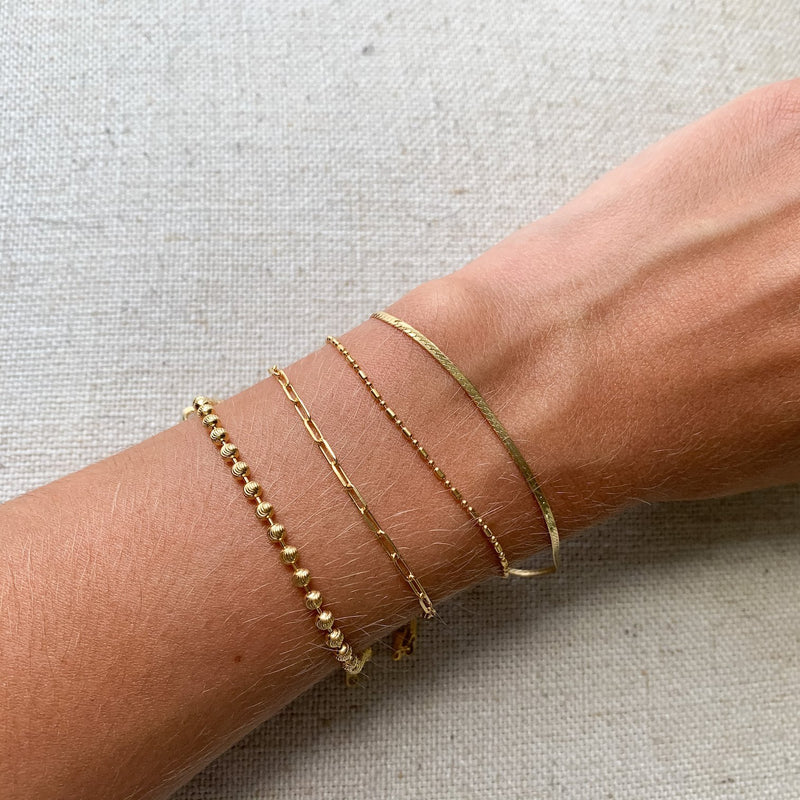 alternated beads chain bracelet 14k gold jewelry kemmi collection