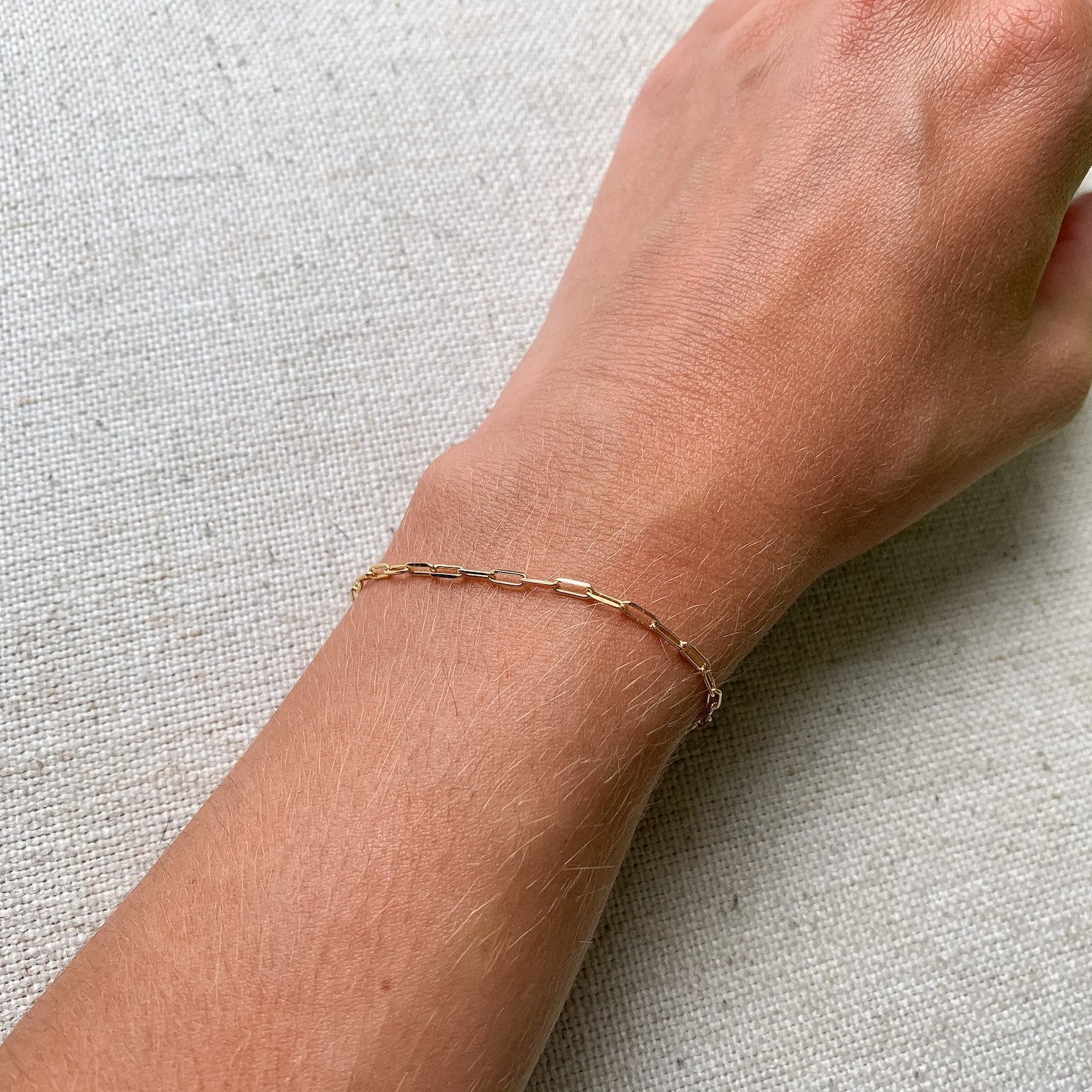 14k gold paper clip chain bracelet kemmi collection jewelry