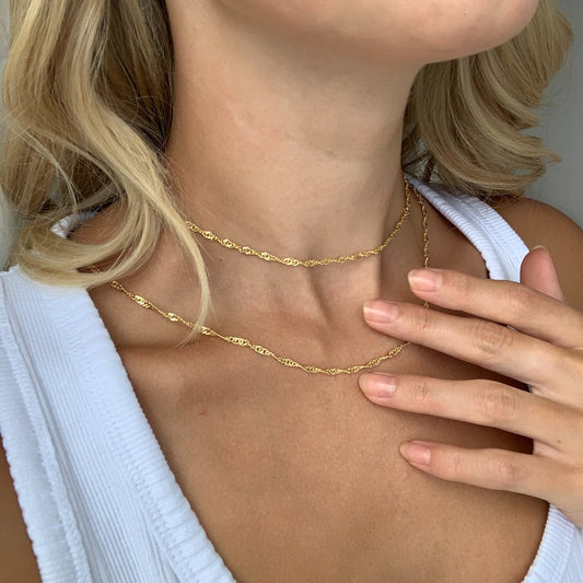 14k gold singapore chain necklace choker style elegant kemmi collection jewelry