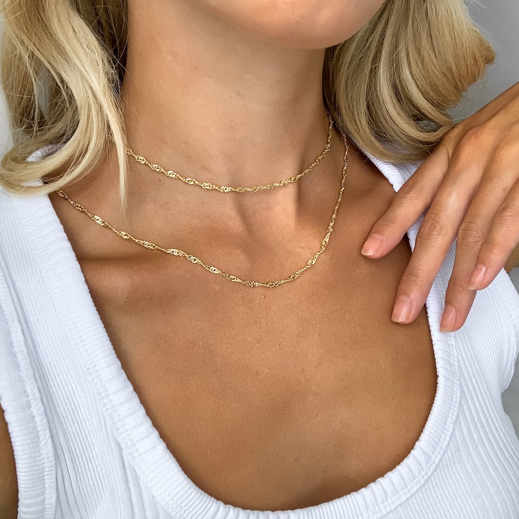 14k gold singapore chain necklace choker classic kemmi collection jewelry
