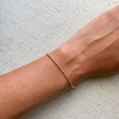 Bracelet chaîne en corde solide en or 14 carats bijoux de la collection kemmi