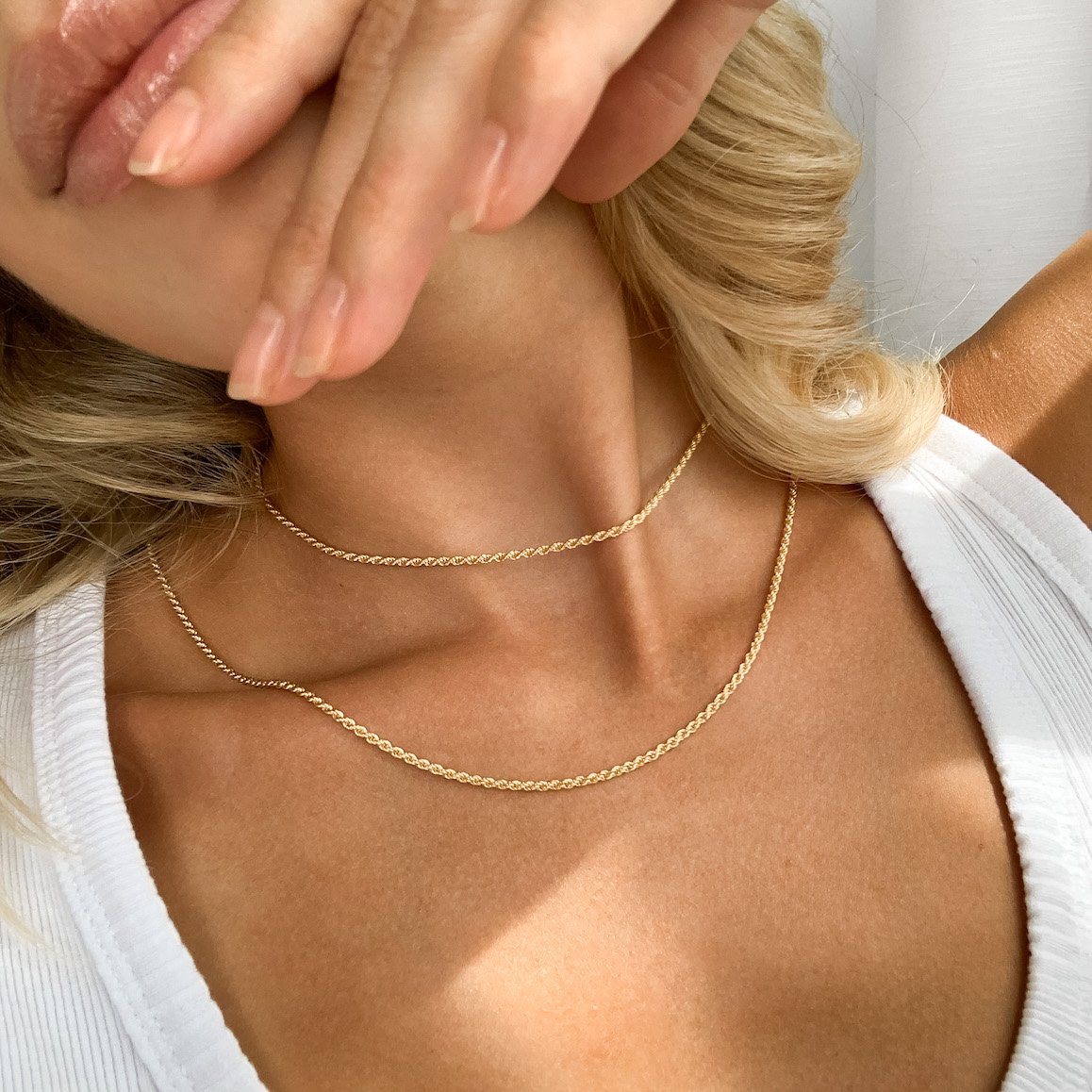 14k gold solid rope chain necklace choker style kemmi collection jewelry elegant