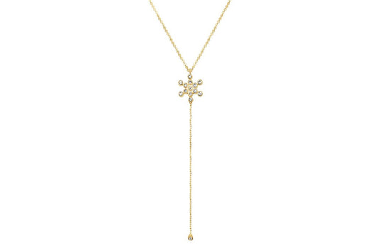 Yellow 18k Gold Necklace Pendant Fruit Of Life Symbol Cubic Zirconia Stones Y Necklace Drop Style Adjustable Boho Chic Jewelry Kemmi Collection