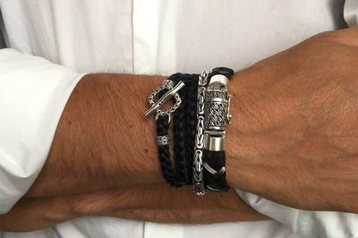 men's jewelry style bracelets handmade leather bracelets silver modern accessory fashion kemmi collection