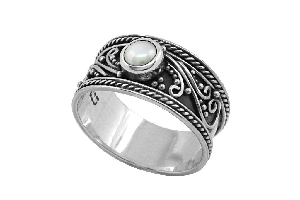 women's sterling silver ring pearl handmade boho chic jewels kemmi collection