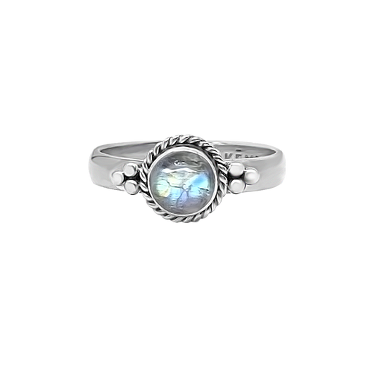 sterling silver ring handmade moonstone semi precious boho chic jewelry kemmi collection