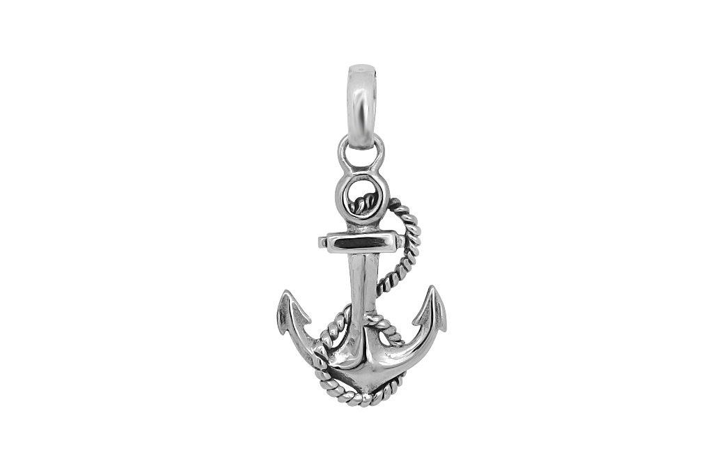 Men's sterling silver anchor pendant handmade nautical Kemmi Collection