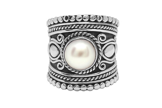 déclaration bague en argent sterling perle boho bohème bijoux gitans collection kemmi