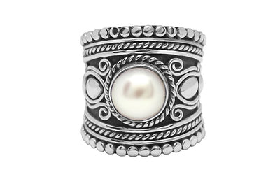 statement sterling silver ring pearl boho bohemian gypsy jewellery kemmi collection