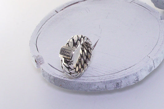 Men's sterling silver ring modern style handmade jewelry band kemmi collection
