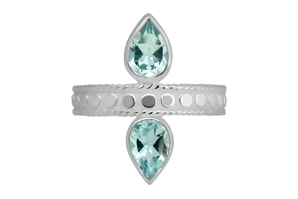 women's sterling silver ring blue topaz symmetrical handmade boho chic style kemmi collection