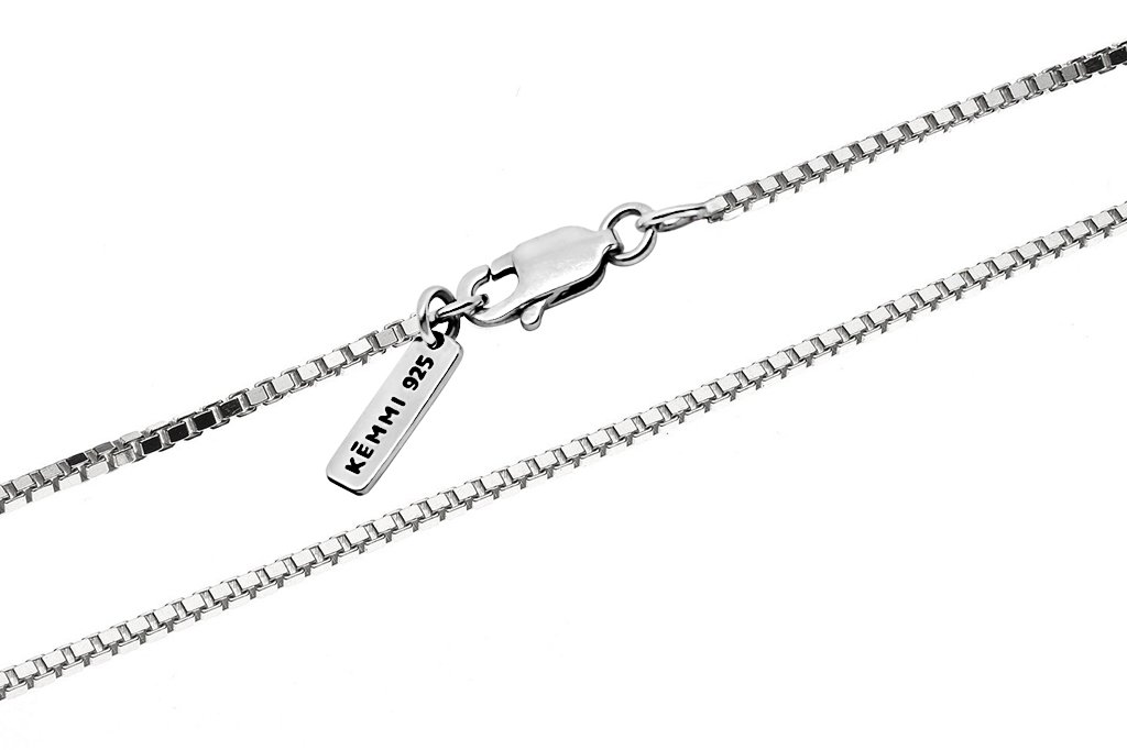 Mens sterling silver box chain necklace lobster clasp closure Kemmi Collection