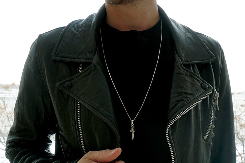 men's sterling silver dagger pendant necklace handmade modern style Kemmi Collection