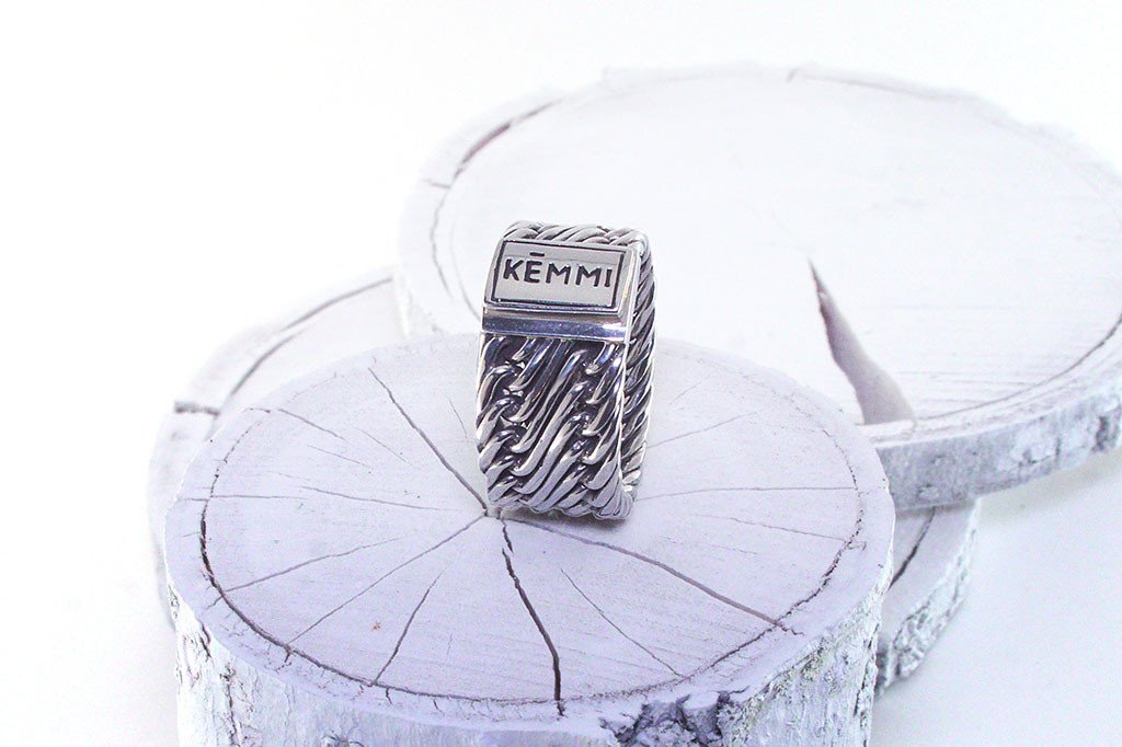 Solid men's silver ring handmade jewelry modern style fashion kemmi collection