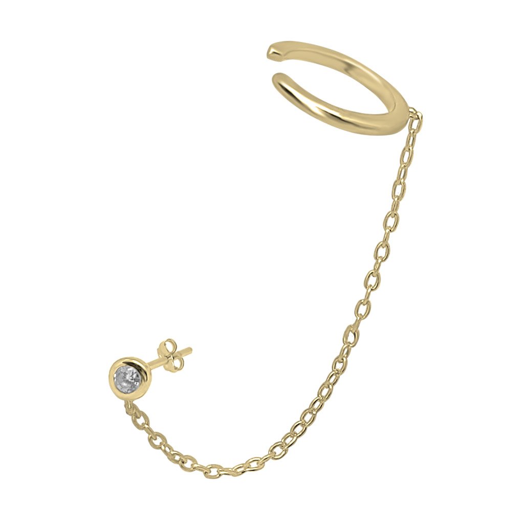 14k gold vermeil cuff chain earring kemmi jewelry boho chic style earring stacks