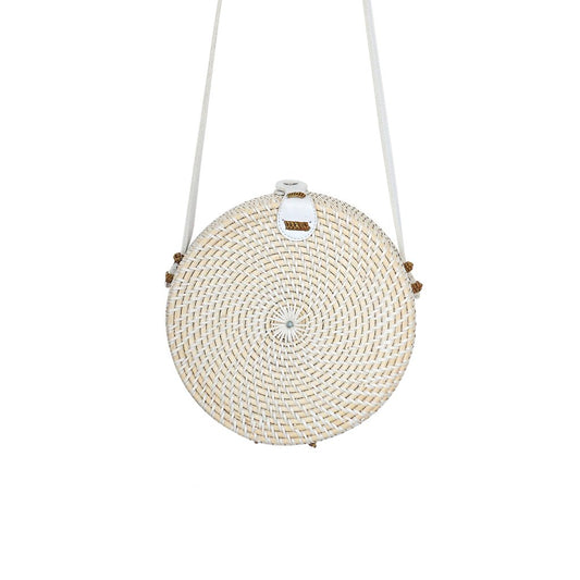 Classic Round White Straw Bag