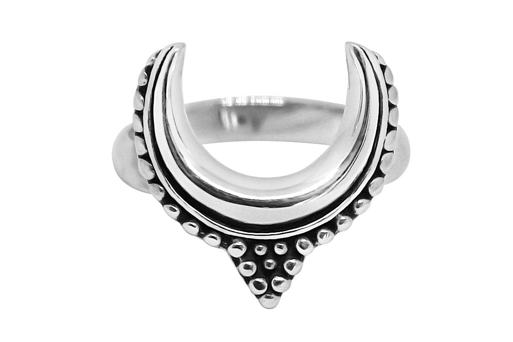 women's sterling silver ring crescent moon boho bohemian handmade jewelry kemmi collection