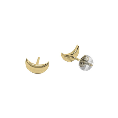 crescent stud earrings 18k gold vermeil minimal everyday jewelry silicone backs kemmi collection boho chic handmade