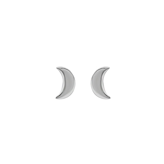 moon crescent stud earrings sterling silver minimal everyday jewelry kemmi collection boho chic handmade