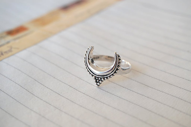 women's sterling silver ring crescent moon boho bohemian handmade jewelry kemmi collection