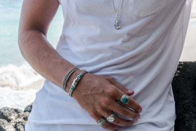 Bijoux homme accessoire bracelets bagues argent sterling turquoise style moderne collection kemmi