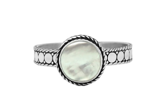 sterling silver ring mother of pearl boho chic jewelry handmade kemmi collection