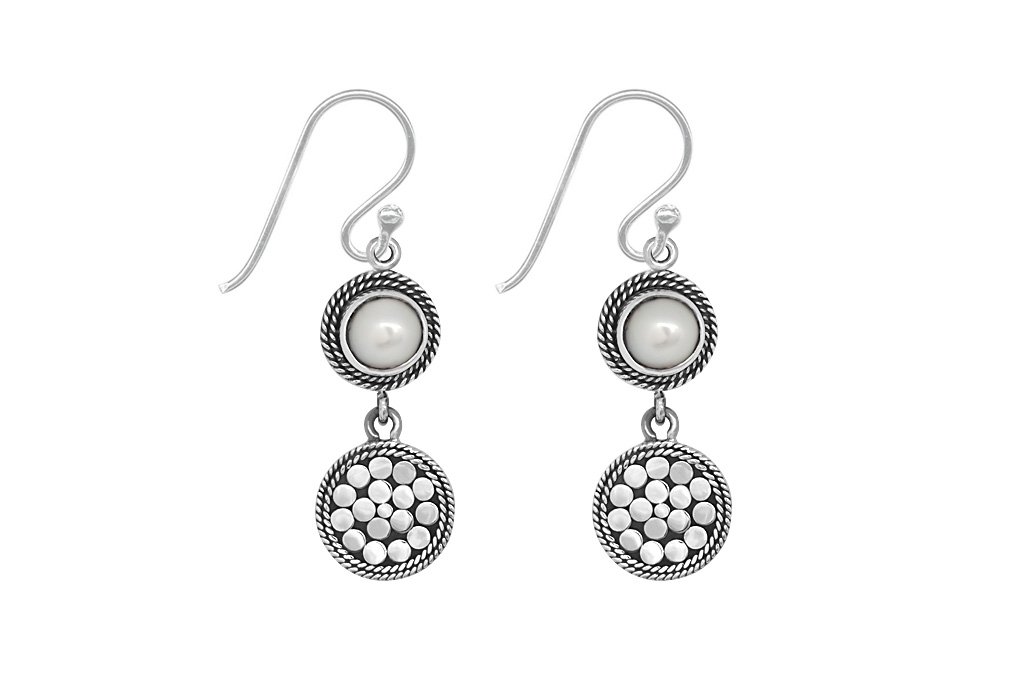 sterling silver drop earrings pearl handmade bohemian chic jewelry kemmi collection