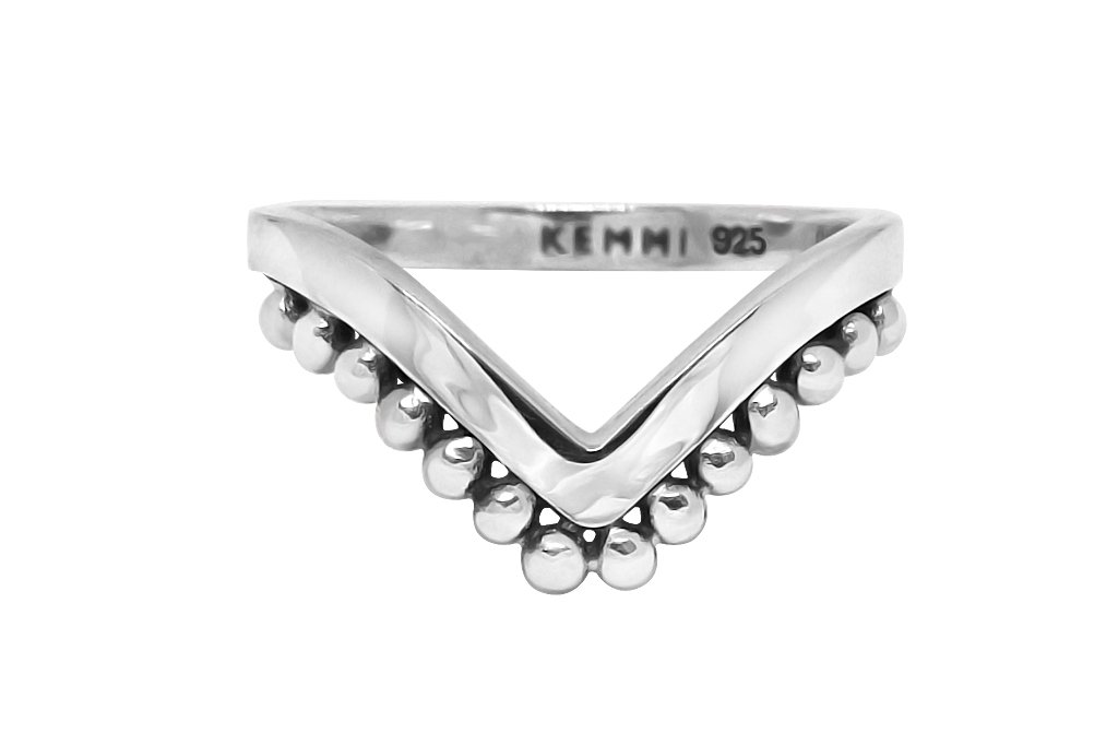sterling silver ring v-shape stackable midi ring bohemian kemmi collection