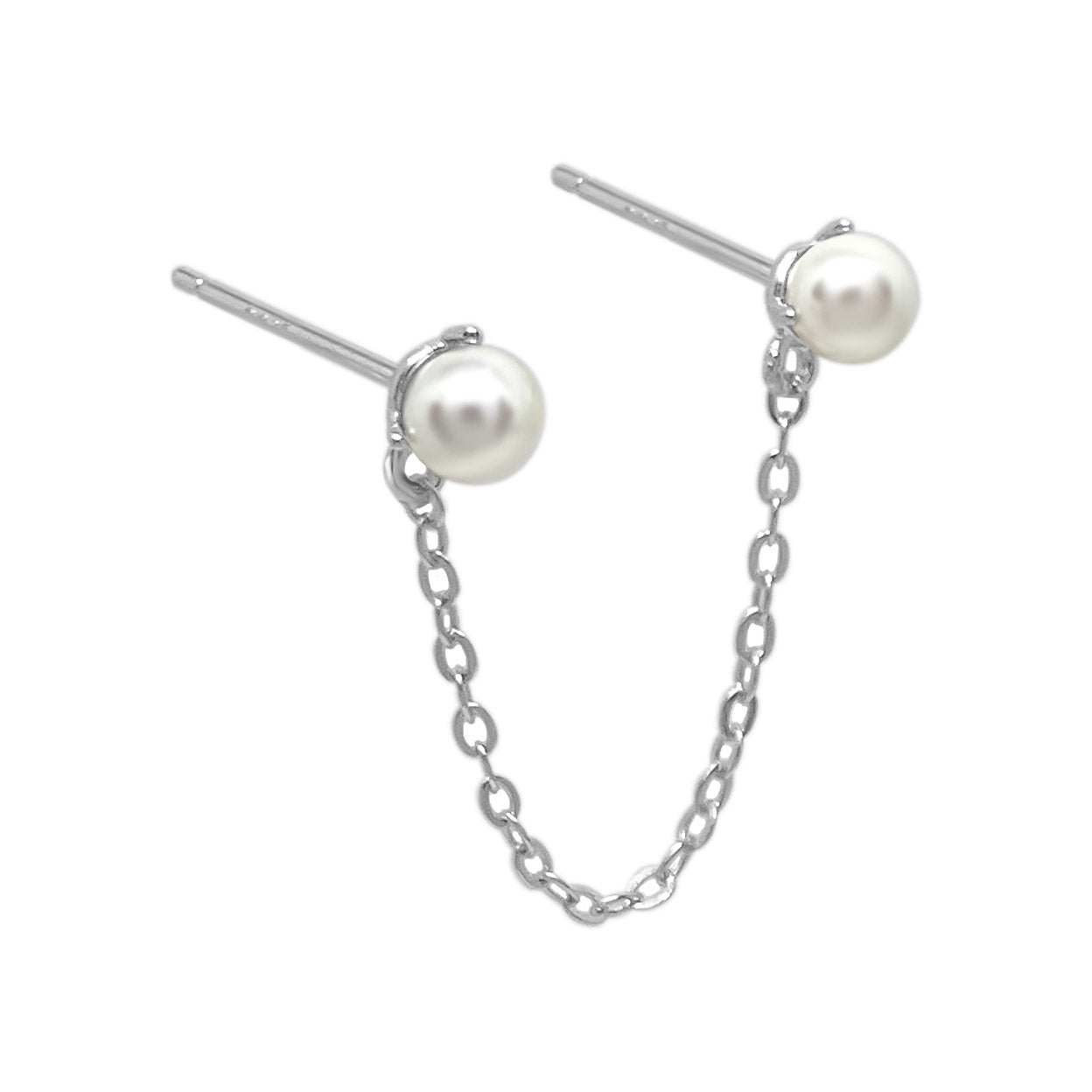 Double Pearl Chain Studs