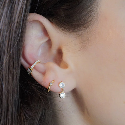 Boucles d'oreilles en vermeil en or 14 carats empilables manchette d'oreille pierres de zircone cubique bijoux style bohème collection kemmi