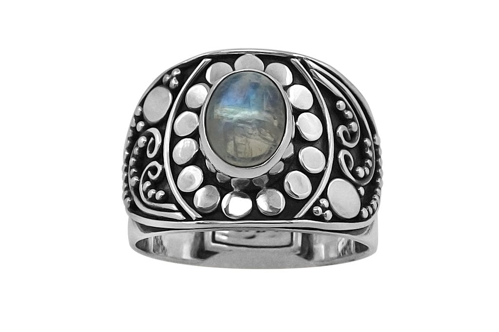 bohemian silver ring moonstone handmade gypsy chic style fashion jewels kemmi collection