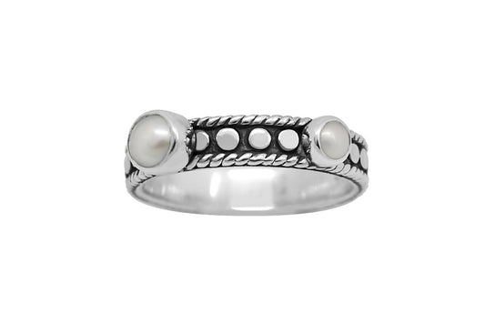 bague empilable en argent sterling petits disques de perles style bohème collection kemmi