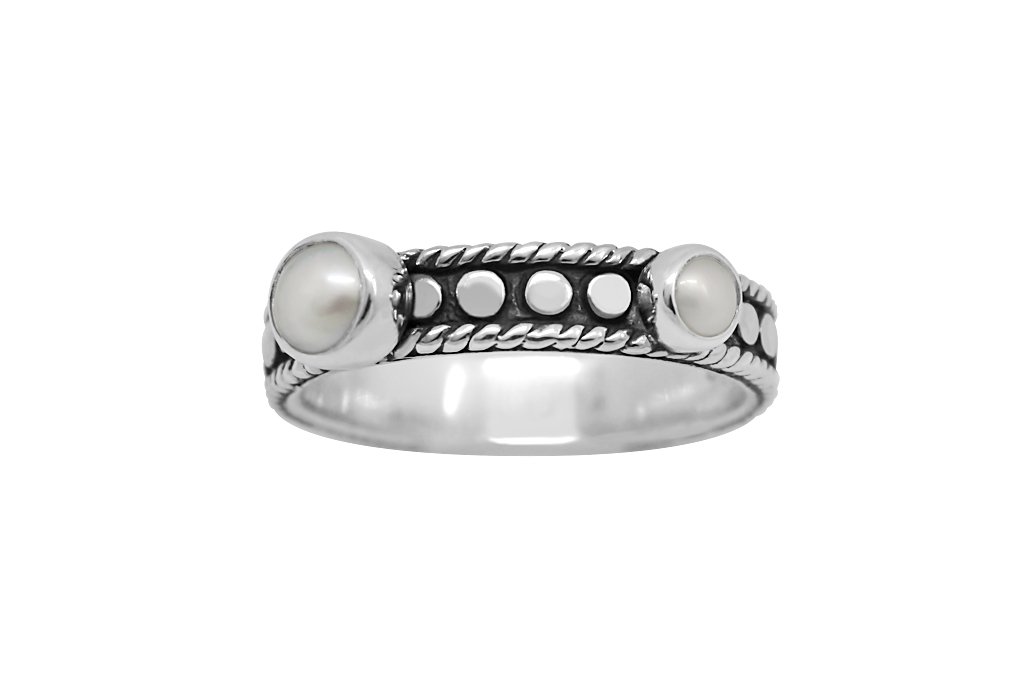 sterling silver stackable ring tiny pearl discs bohemian style kemmi collection