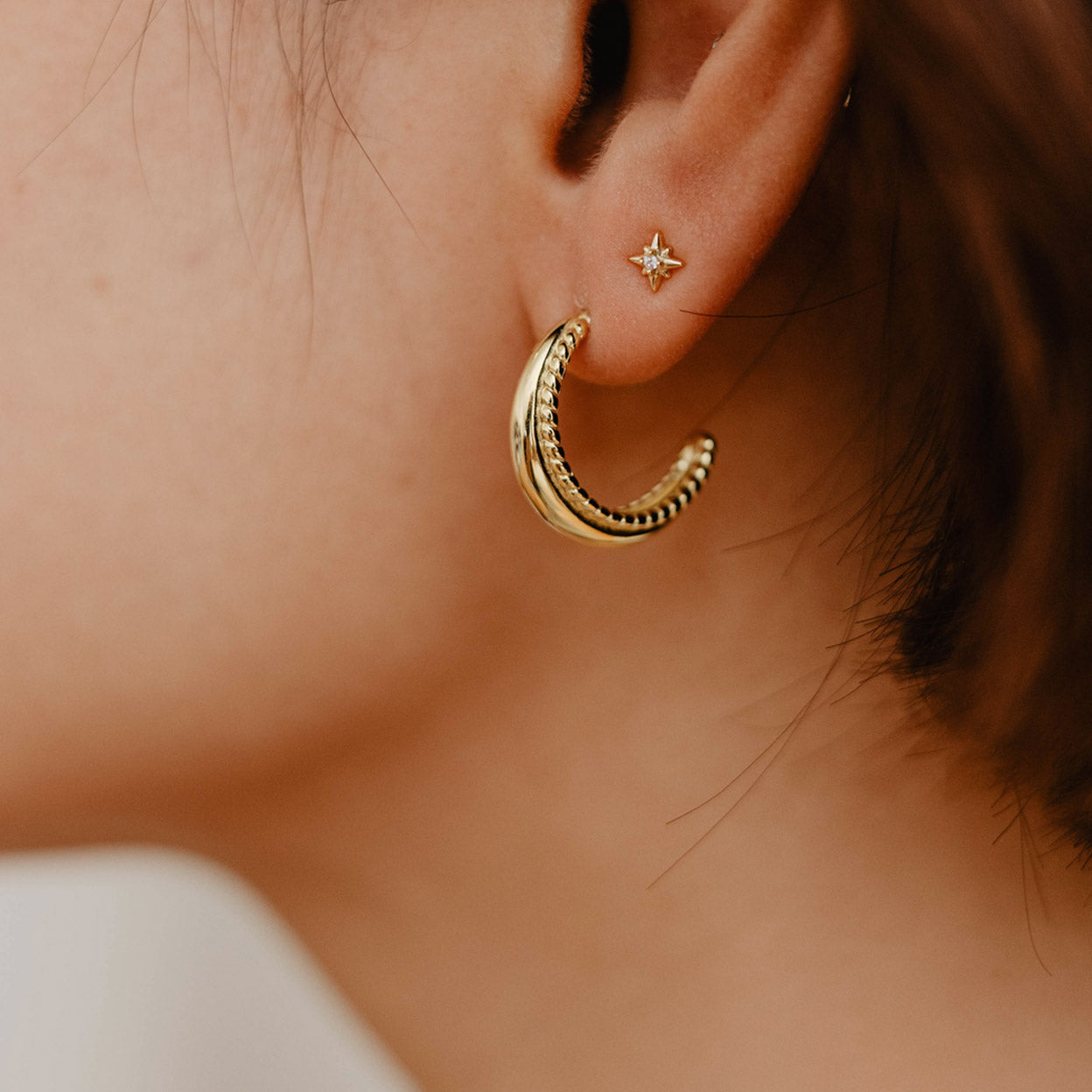 Dome Stud Hoop Earrings