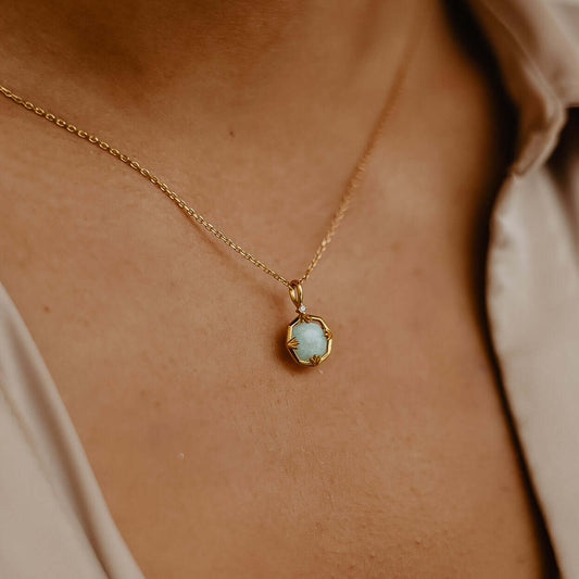 Collier Vega Amazonite & Cristal - Double face