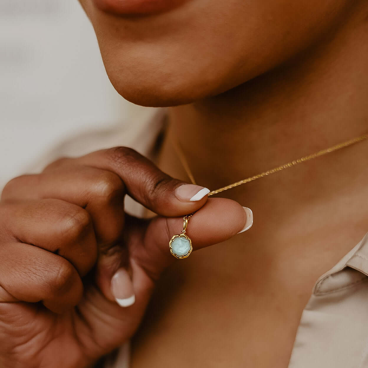 Collier Vega Amazonite & Cristal - Double face