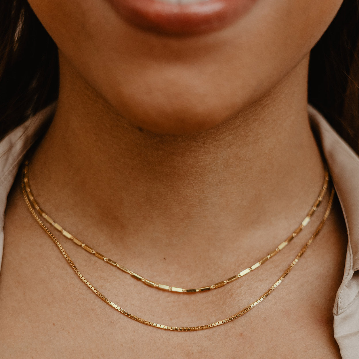 Women's Layered Box Chain Necklace