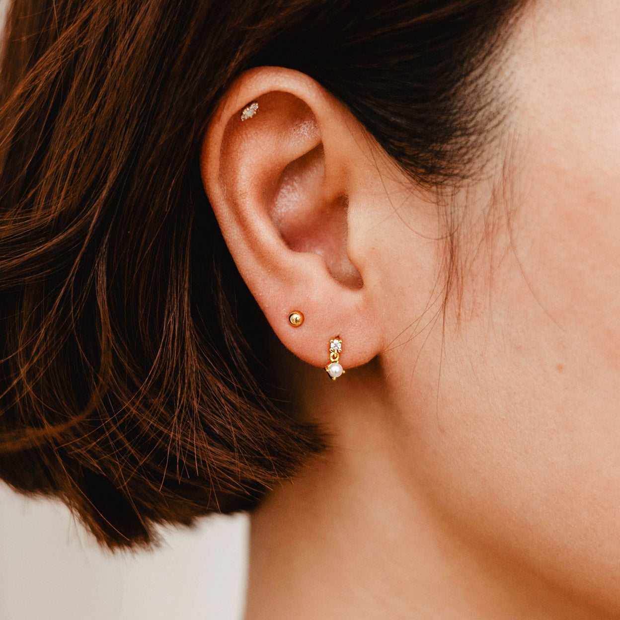 Lena CZ Pearl Stud Earrings
