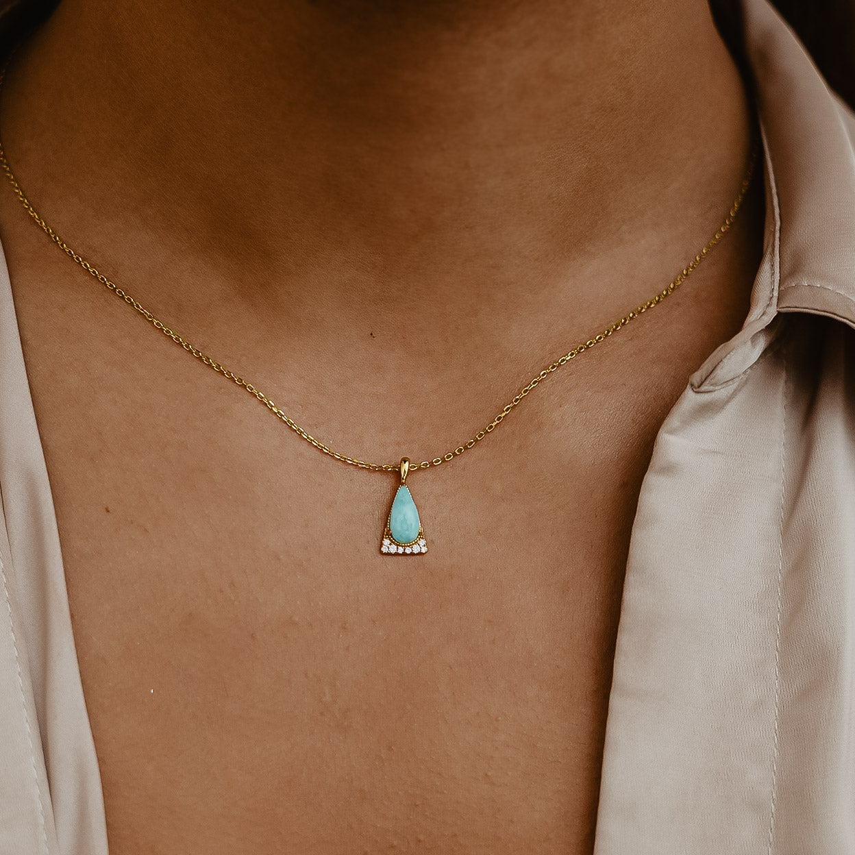 Gold Reina Amazonite Necklace