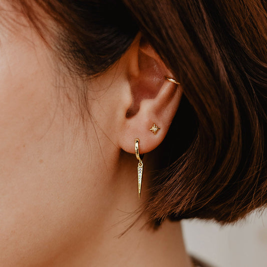 Spike CZ Hoop Earrings