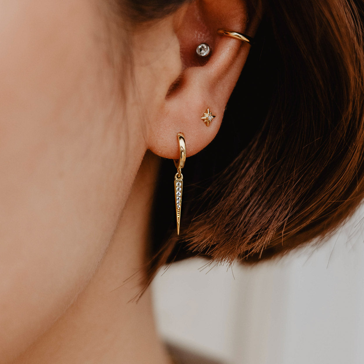 Spike CZ Hoop Earrings