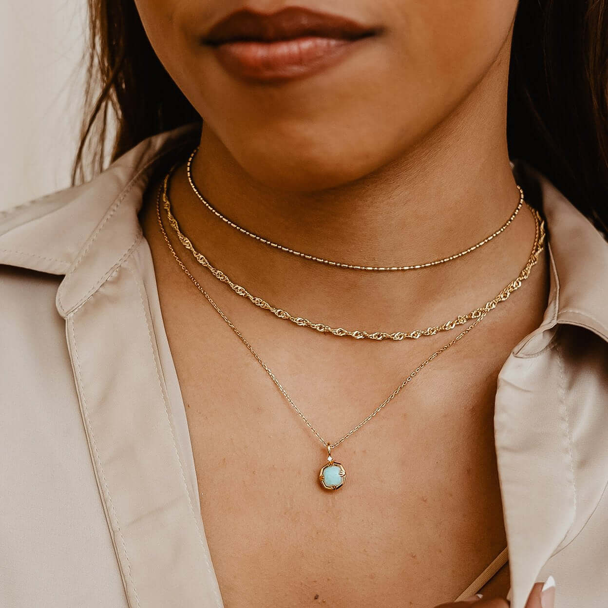 Vega Amazonite & Crystal Necklace - Double sided