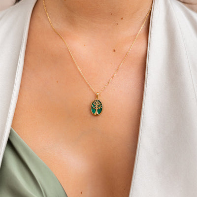 Gold Tree of Life Malachite Necklace Women s Jewelry Store