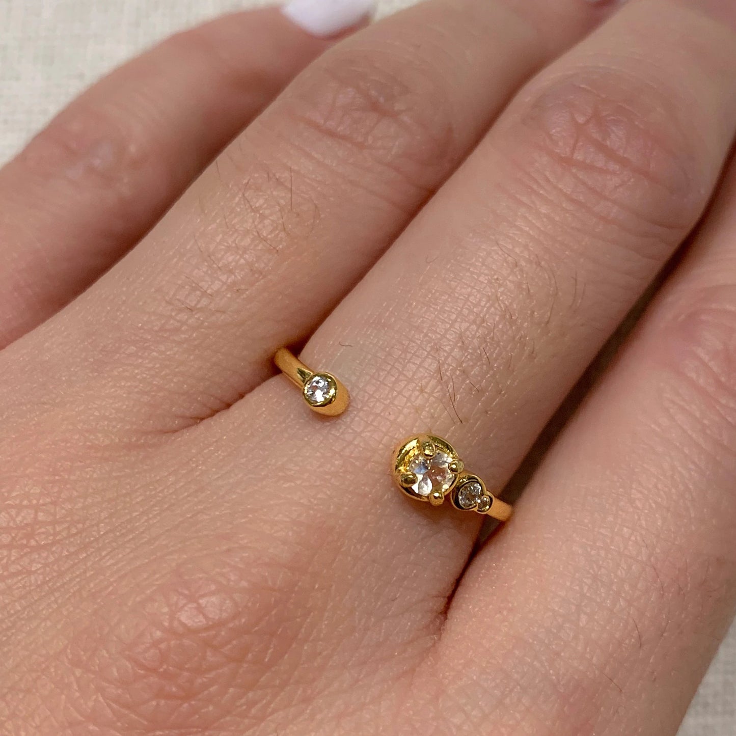 Bague en or jaune Aria CZ blanche