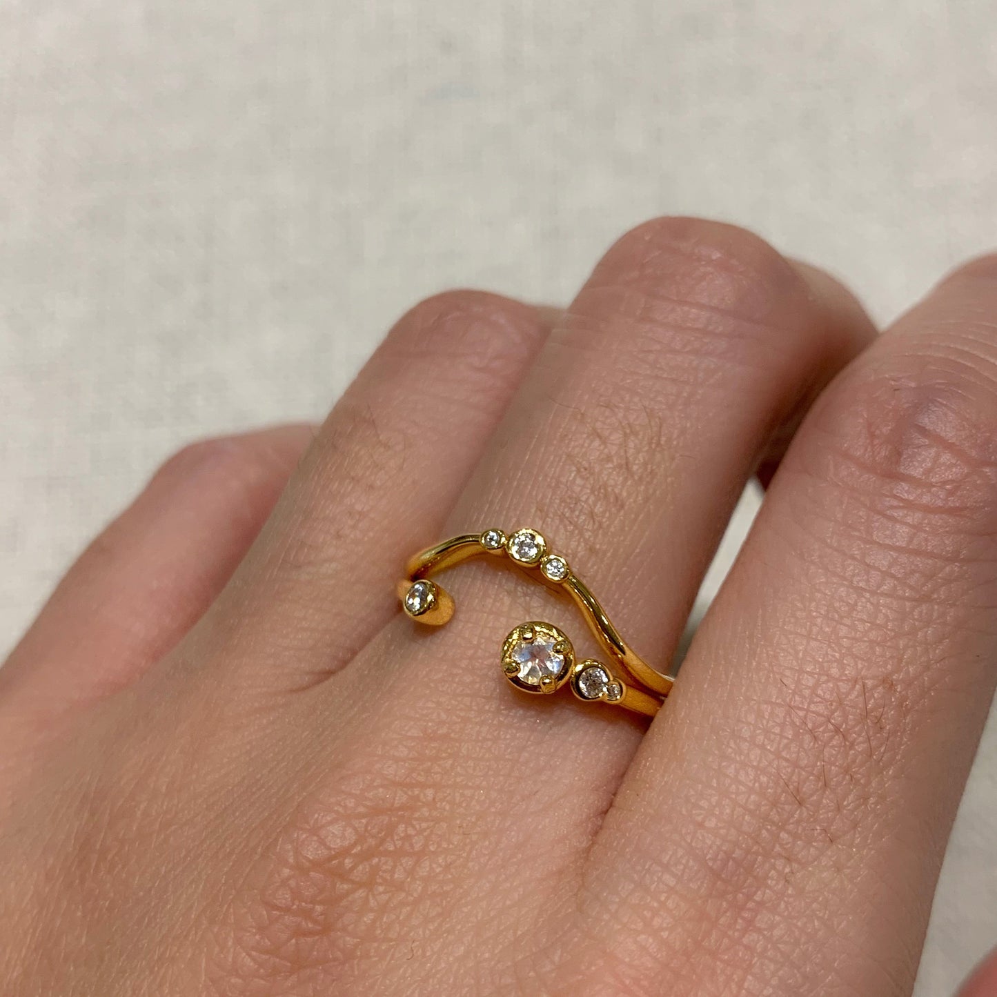 Bague en or jaune Aria CZ blanche