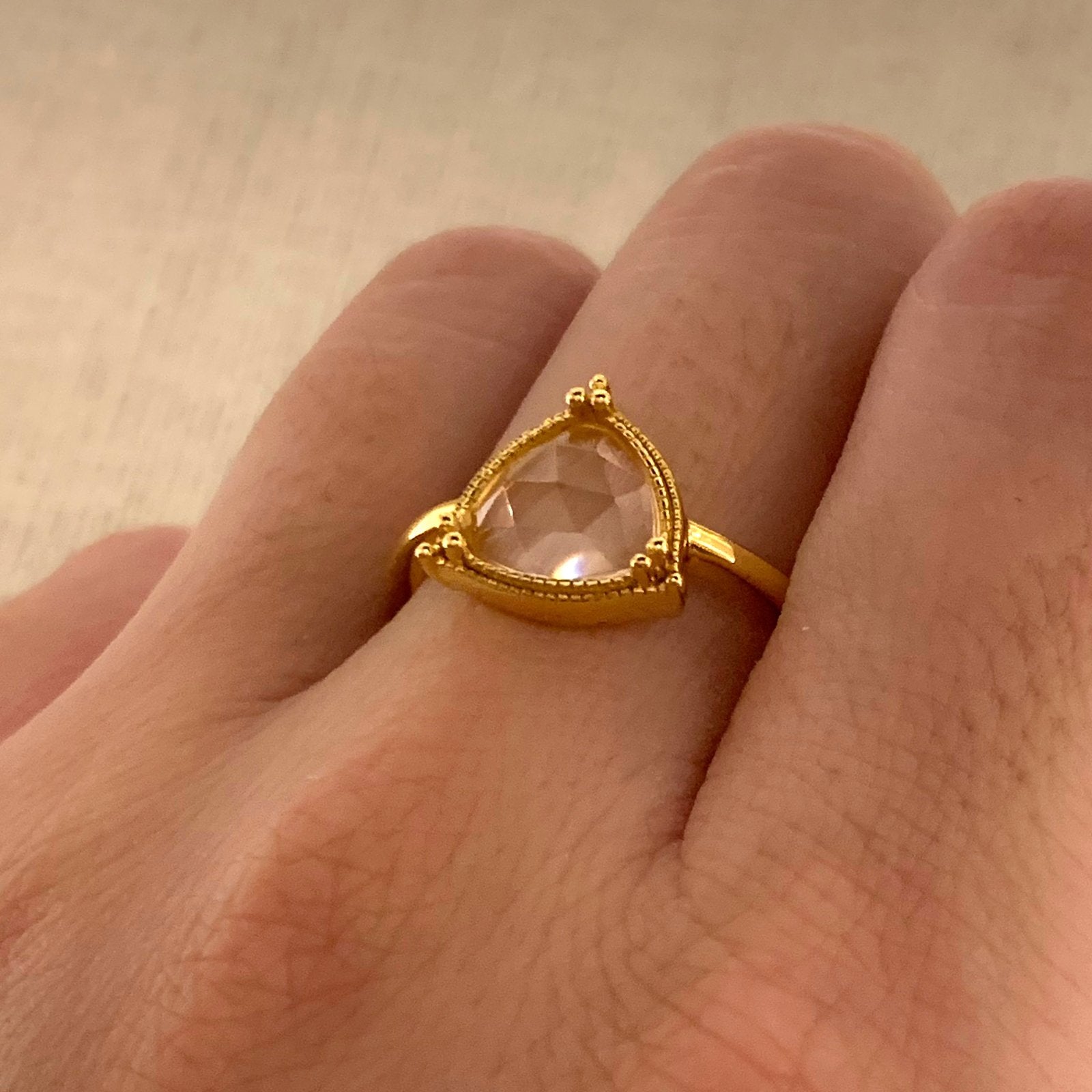 Rose quartz yellow hot sale gold ring